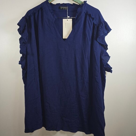 BloomChic Tops - Bloomchic Crepe Feel, Straight Cut, Sleeveless-Ruffle Sleeve V-Neck, US 28, NWT